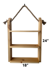 Rustic Pine Wood Hanging Rope Shelf – Multi-Tier Wall Storage Rack