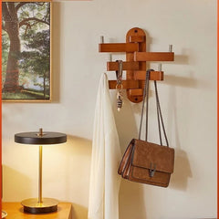 Wooden Wall-Mounted Organizer & Coat Rack