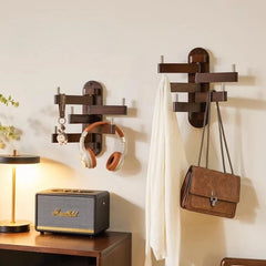 Wooden Wall-Mounted Organizer & Coat Rack